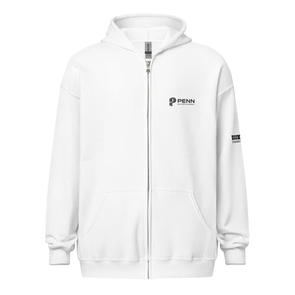 White or Grey Unisex heavy blend zip hoodie - Boomtown - Biloxi