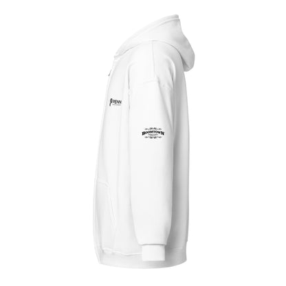 White or Grey Unisex heavy blend zip hoodie - Boomtown - Bossier City